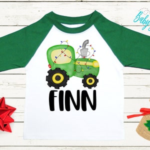 Christmas Tractor Shirt // Boys Christmas Shirt // Kids Christmas Shirt  // Personalized Name // Toddler Christmas Shirt // Christmas Gift