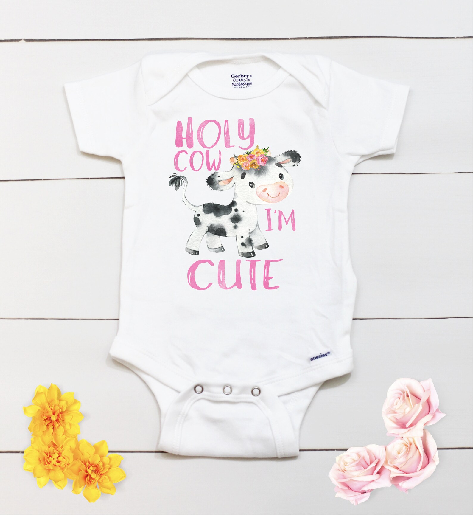 Holy Cow I'm Cute Onesie® // Baby Girl Onesie® // Baby Etsy