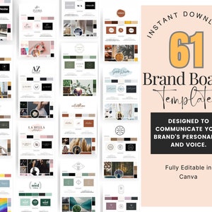 61 Brand Board Templates l Branding Board Kit l DIY Brand Design l Branding Templates Canva l Business Branding l Editable Brand Board
