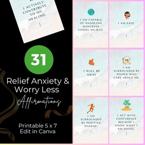 31 Afirmaciones para aliviar la ansiedad y no preocuparse, Meditación, Alivio de la ansiedad, Afirmaciones positivas, Manejo del estrés, Paz interior, Bienestar