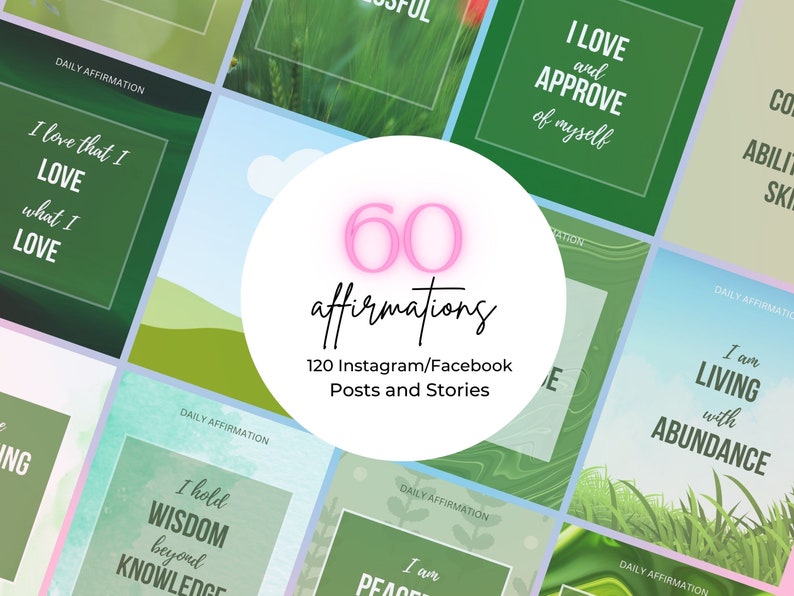 60 Positive Affirmations for Instagram/facebook Social Media Templates ...