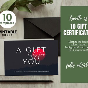 10 Gift Certificate Templates l Printable Gift Voucher l Editable Gift Certificate lCanva gift template l Gift Voucher l Printable Gift Card