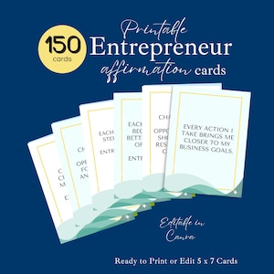 150 cartes d'affirmations d'entrepreneur, vert et or, état d'esprit des affaires, positivité, abondance financière, citations de motivation, succès