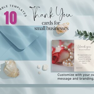 10 Danksagungskarten für kleine Unternehmen l Bearbeitbare Danksagungskarten l Canva-Karten l Visitenkarten l Kaufkarte l Danke zum Ausdrucken