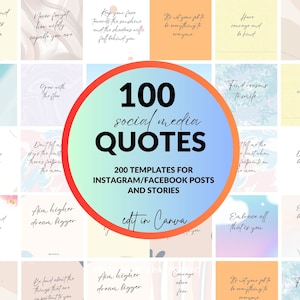 100 Motivational Quote Templates For Instagram/Facebook Social Media Canva | Editable | Instagram Post Stories Quotes | Inspirational
