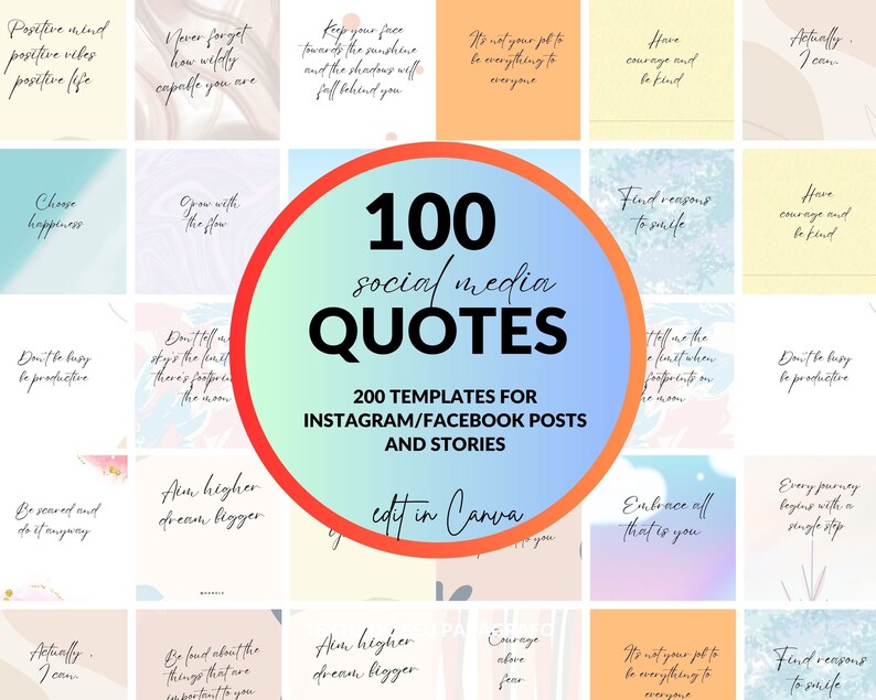 Encouraging Posts 100 Motivational Quote Templates for Instagram/facebook Social Media ...