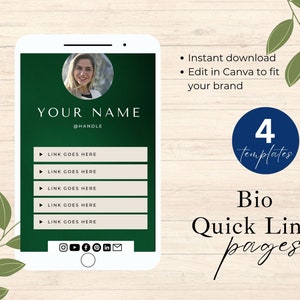 4 Quick Links Landing Page Templates l Bio Link | Quick Links Template | Profile | Quick Links Templates | Canva Editable | Landing Page