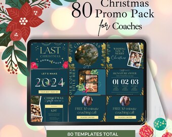 80 Christmas Promo Marketing Posts for Coaches, Holiday Posts, Instagram Story, Instagram Posts, Social Media Posts,Christmas Gifts,Coaching