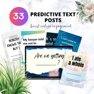 33 Predictive Texts Posts Social Media Engagement Booster, Editable Canva Templates, Interactive Post, Facebook, Instagram, Interaction