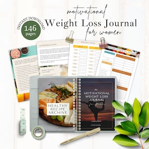 The Motivational Weight Loss Journal for Women, fitness planner, goal tracking, motivation diary, self-care, self-love, weight loss, health