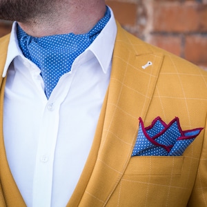 regali per lui Cravatta Ascot con motivo blu, Cravatta fatta a mano, Matrimonio, Abiti da sposo, Cravatta Ascot con motivo, Ascot da matrimonio, Cravatta da GIORNO