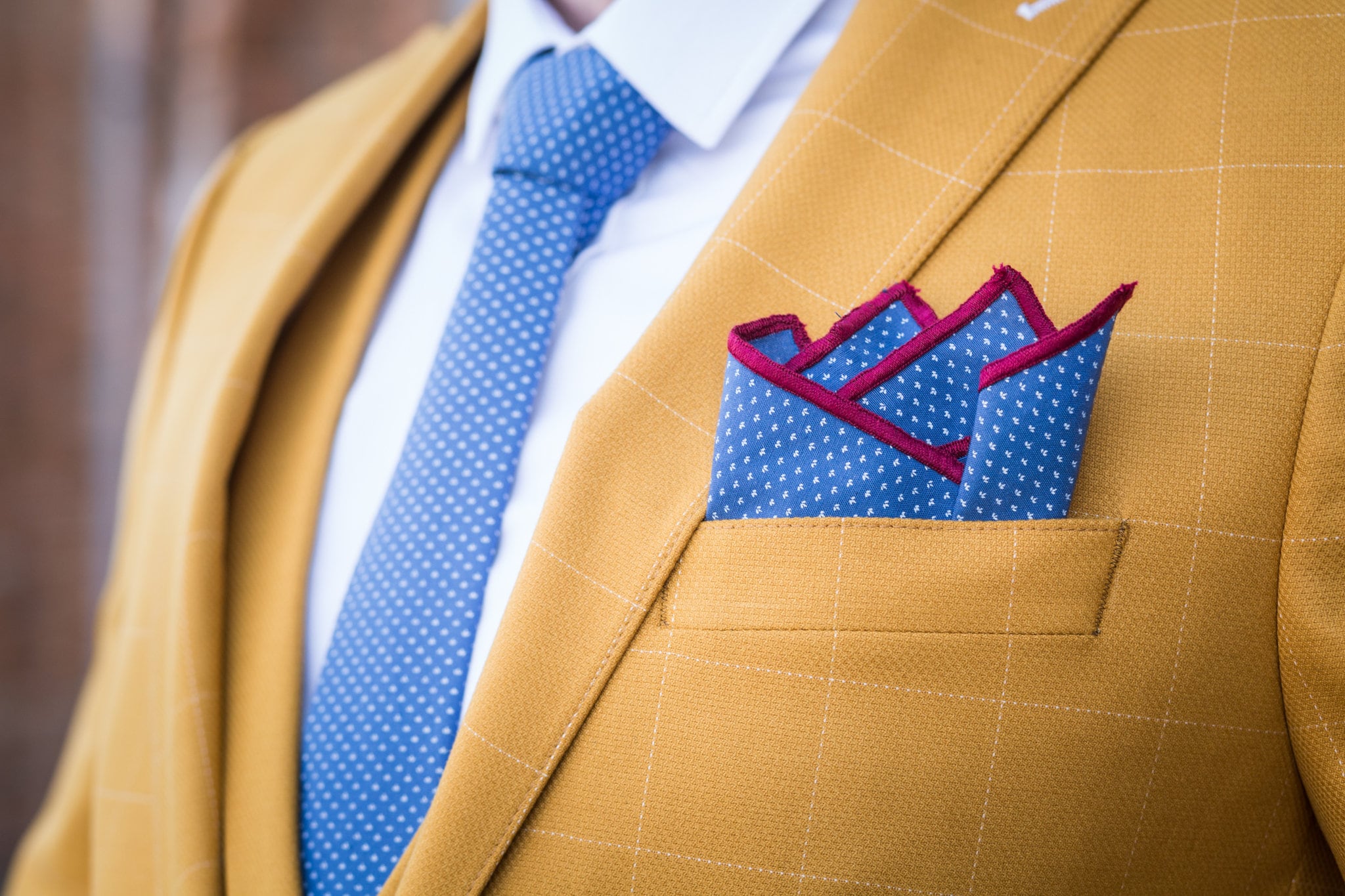 Blue Pattern Pocket Square with White Details Handmade Pocket Etsy