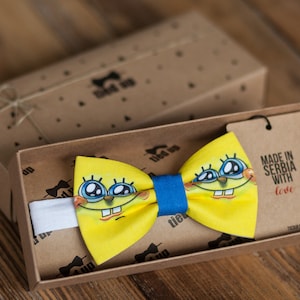 gift, The sponge bob bow tie for men, Cartoon bow tie for men, sponge bob bow tie for kids, Carton bow tie for kids