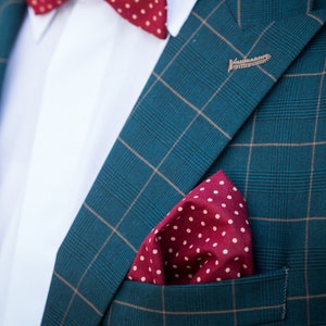 giftBordeux Pocket Square With Dots, Handmade Pocket Square,  Wedding, Grooms Attire, Pocket Square, Wedding Pocket Square