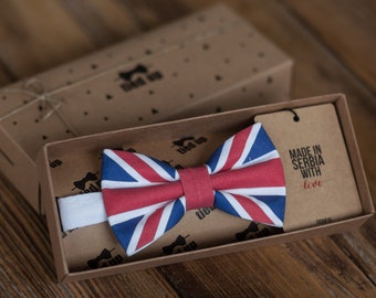 gifts for him BRITISH flag bow tie, Flag on bow tie, Hand made bow tie, Bow tie for men, Bow tie for women, Bow tie for kids.