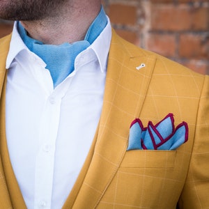 regali Cravatta Ascot retrò blu, Cravatta fatta a mano, Matrimonio, Abiti da sposo, Cravatta Ascot retrò, Ascot da matrimonio, Cravatta GIORNO