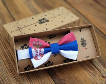gifts for him SERBIA flag bow tie, Flag on bow tie, Hand made bow tie, Bow tie for men, Bow tie for women, Bow tie for kids.