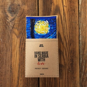 Van Gogh Sternennacht Einstecktuch, Einstecktuch, Van Gogh, Sternennacht, Malerei, 100% Baumwolle Einstecktuch, Geschenk für ihn, Bräutigam Kleidung