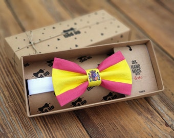 gifts for him SPAIN flag bow tie, Flag on bow tie, Hand made bow tie, Bow tie for men, Bow tie for women, Bow tie for kids.