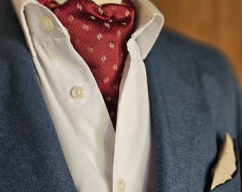Bordeaux Ascot Krawatte mit beige Details, handgefertigte Krawatte, Hochzeitskrawatte, Muster Ascot Krawatte, Krawatte, Hochzeit Ascot, DAY Krawatte