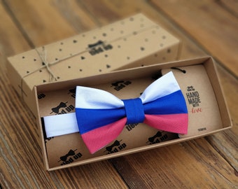gifts for him RUSSIA flag bow tie, Flag on bow tie, Hand made bow tie, Bow tie for men, Bow tie for women, Bow tie for kids.