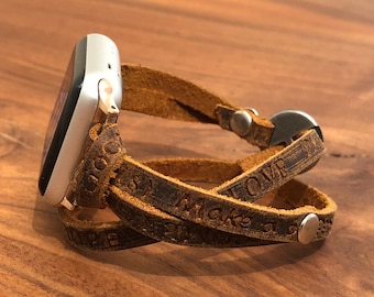 Apple Watch Band 38mm 40mm 42mm 44mm Women Leather Fitbit Versa Bracelet iWatch Strap Gift for Her Gift for Wife Fitbit Charge 2 3 4 Inspire