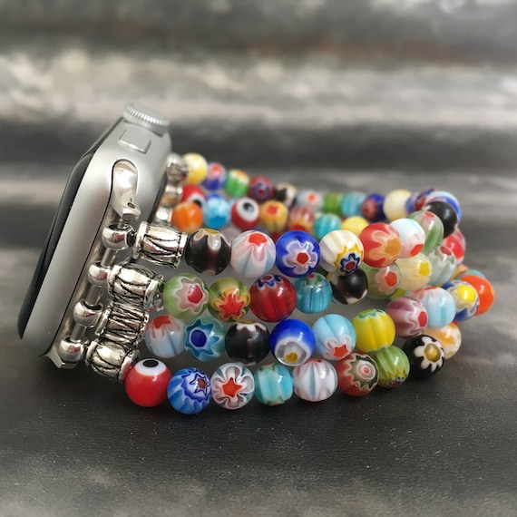 Millefiori Beaded Apple Watch Band: Colorful iWatch Bracelet