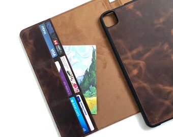 Personalised Leather iPad Pro 12.9 case Magnetic Detachable Leather iPad Pro Sleeve 3rd Anniversary Gift for Husband Gift