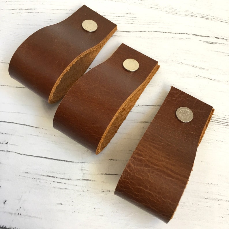 Leather Drawer Pulls Distressed Leather Cabinet Door Pulls Etsy
