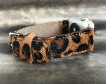 Apple Watch Band 38mm 40mm 42mm 44mm Apple watch strap iWatch Band 3rd Leather Anniversary Gift for Wife Leopard Print Apple Watch Bracelet