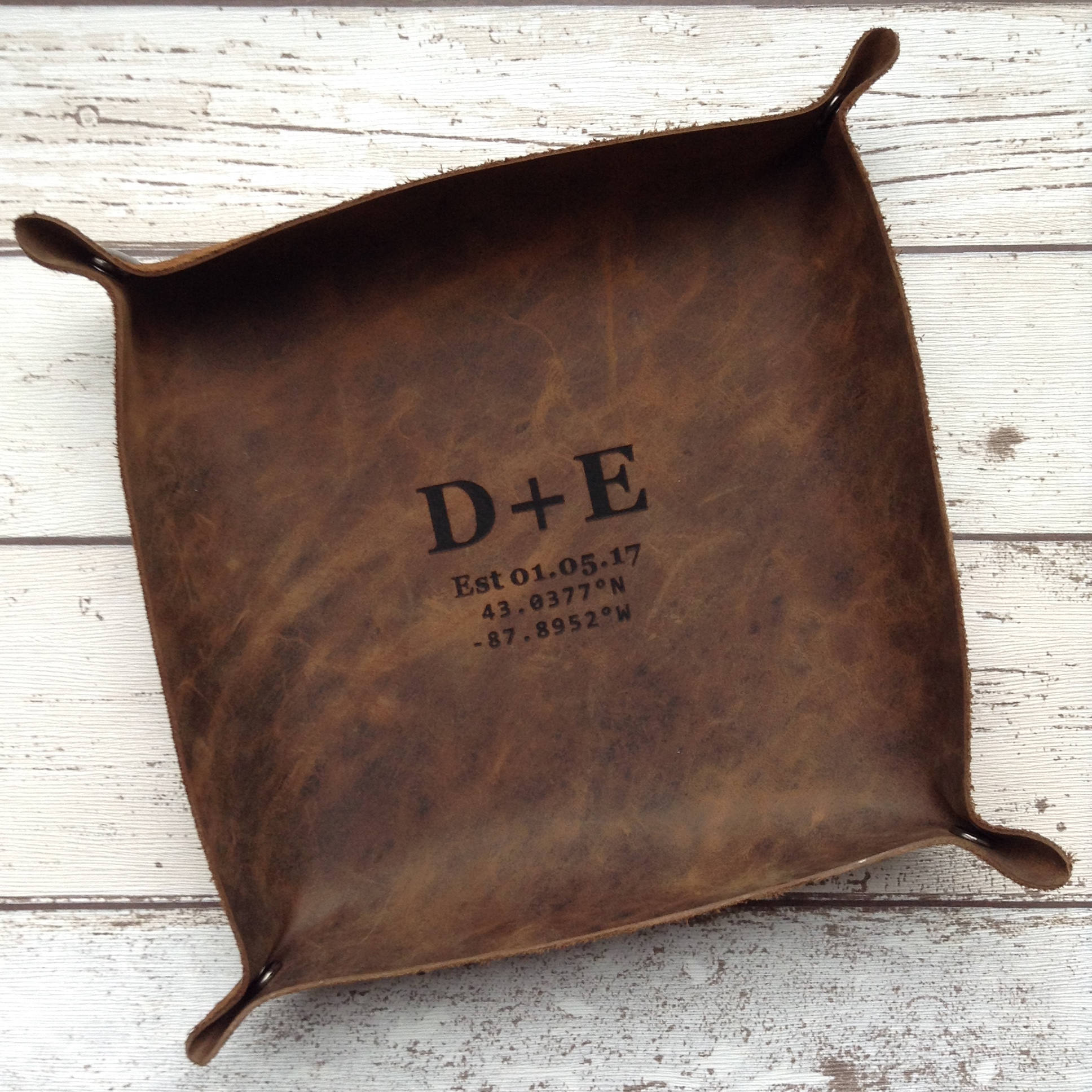 Personalized Leather Tray Leather Valet Tray Leather Catch All Etsy