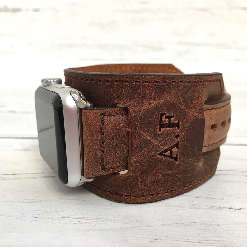 Leather Apple Watch Band 42mm 44mm 38mm 40mm Iwatch Strap Cuff Etsy
