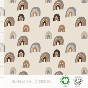Elvelyckan Design fabric/Rainbow- Crème  (027) & Toffee (057) organic jersey knit/European fabric/4 way stretch/Sold by 1/2 yard.
