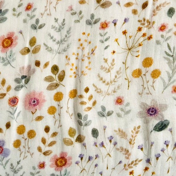 Verhees Fabrics/Flowers - Digital Print/double gauze/sold by the 1/2 yard