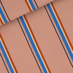 See You at Six fabric/Lines - NWMMN - French Terry - Café Au Lait - R4 way stretch/sold by the 1/2 yard.