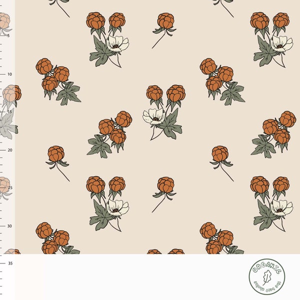 Elvelyckan Design fabric/CLOUDBERRY- CREME (027)/organic cotton knit/4 way stretch/sold by the 1/2 yard.