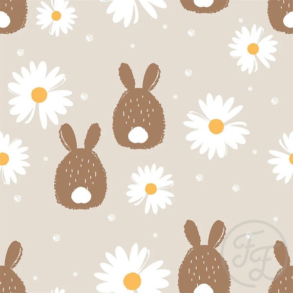 Family Fabric/Waffle knit/bunny flower/Easter/4 way stretch/sold by the 1/2 yard.