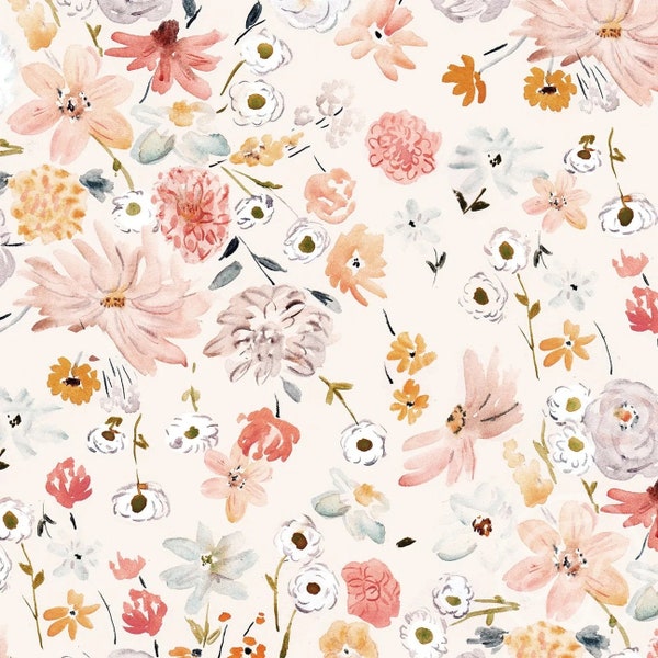 Family Fabric/Fresh Flowers/Jersey knit/220 GSM/4 way stretch/sold by the 1/2 yard.