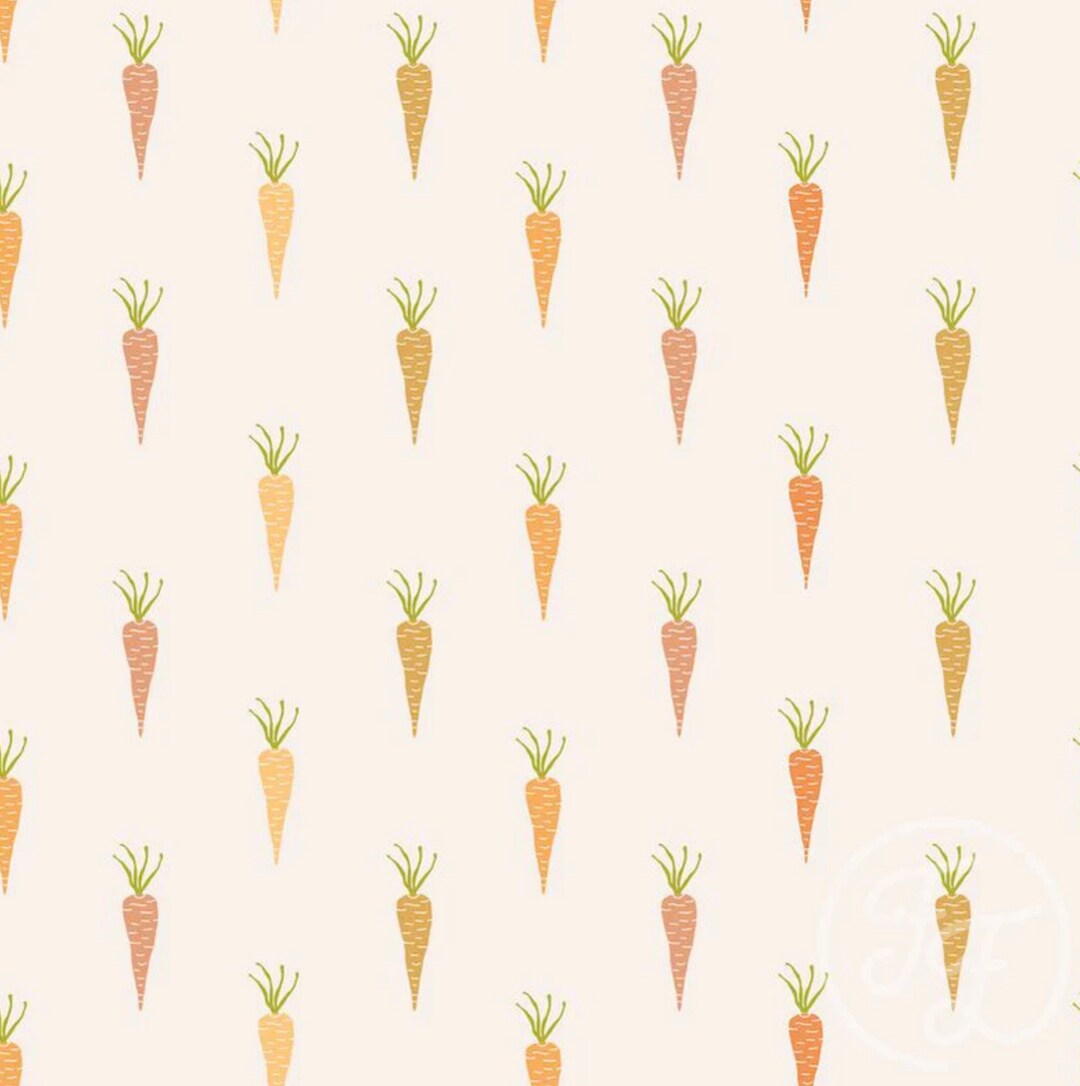 Family Fabric/carrots/easter/jersey Knit/4 Way Stretch/sold by the 1/2