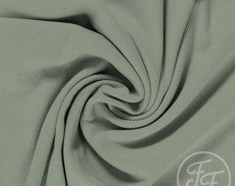 Family Fabrics/Desert Sage Uni Rib/knit Jersey/4 way stretch/1 mm rib/sold by the 1/2 yard.