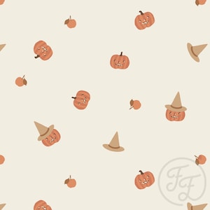 Family Fabrics/Halloween Elements/Jersey knit/4 way stretch/Halloween pumpkin/sold by the 1/2 yard.