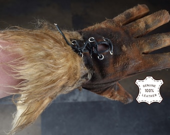 Poachers Grungy Leather Gloves  (LARP, Cosplay)