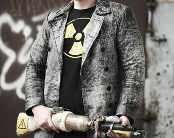 Lång läderkappa "Timeagent" (Steampunk, Postapokalyptisk)
