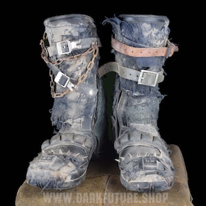 Weathered Post Apocalyptic Biker Boots