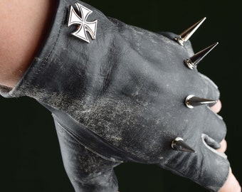 Super Soldier Leather Gloves  (Post apocalyptic, Gothic, Wasteland, Biker)