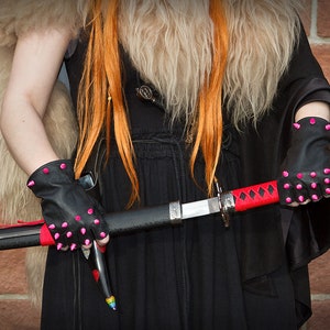 Fantasy Spike leather gloves "Pinkfreak" (Punk, Gothic)