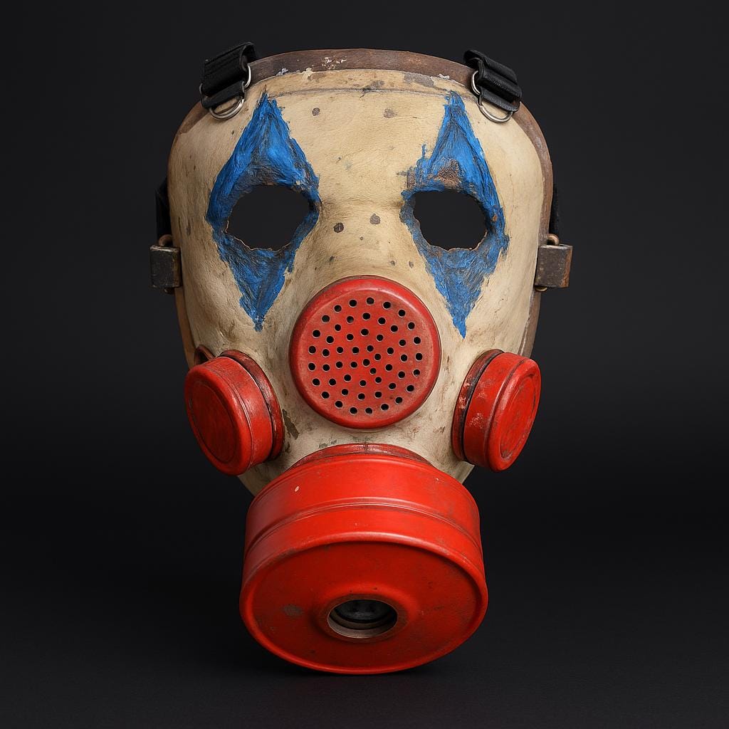 Post-apocalyptic Gasmask Clown Raider