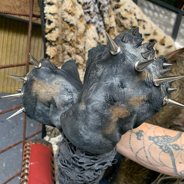 Brutal Spike Leather Gloves (Post apocalyptic, Punk, Gothic, Wasteland, Black Metal)