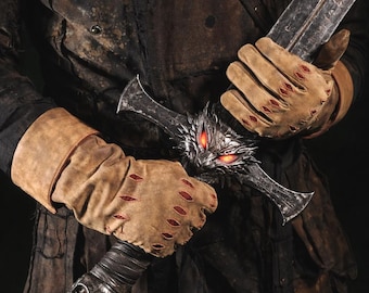 Witcher Fantasy Monster Hunter Gauntlets Handskar – Antik Medeltida Läder för LAJP Cosplay