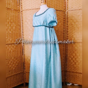 Vestido regência de brocado de cetim sob medida, vestido do século 18, feito sob encomenda, feito sob medida, feito sob medida, vestido império, vestido regência de brocado
